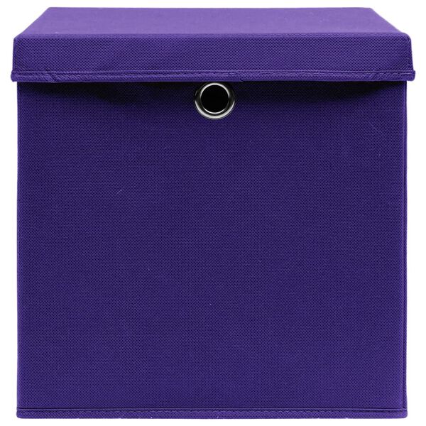 vidaXL Storage Box Set of 10 Purple Non-woven Fabric Compact Foldable