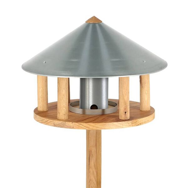 Esschert Design Bird Feeder Wood and Silver Oak and Zinc Large Durable