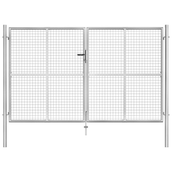 vidaXL Garden Gate Galvanised Steel 118.1x59.1" Silver