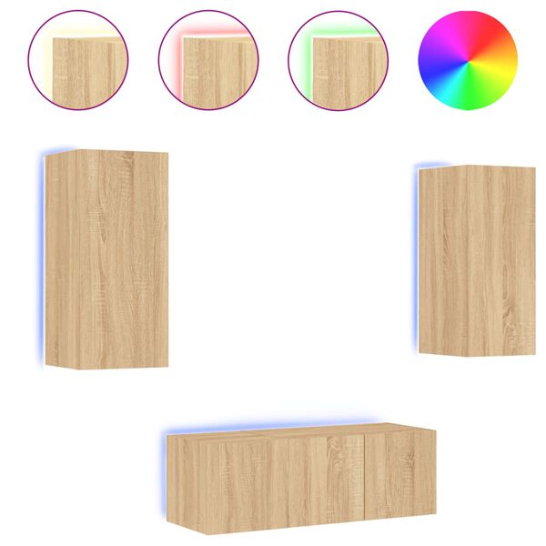 vidaXL TV Wall Unit Sonoma Oak Engineered Wood Medium TV Wall Unit