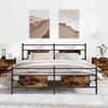 vidaXL Bed Frame Smoked oak Steel, Engineered wood Double Bed Frame