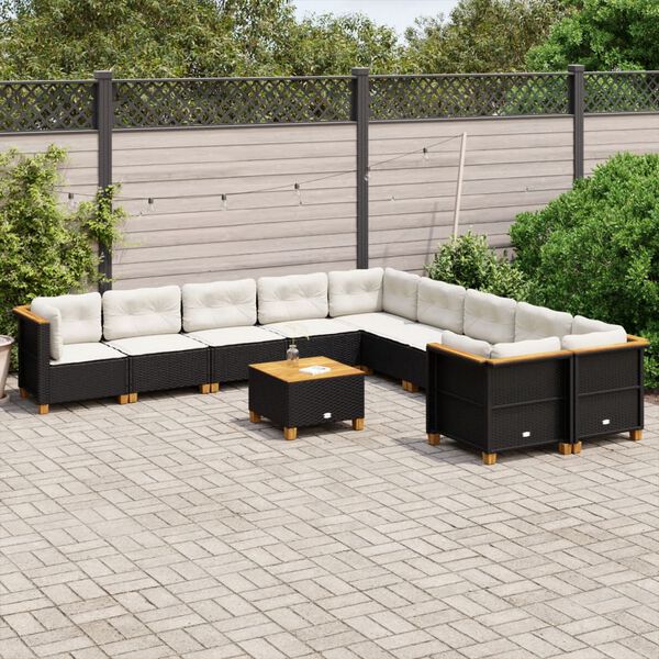 vidaXL Garden Sofa Set Black, Cream White