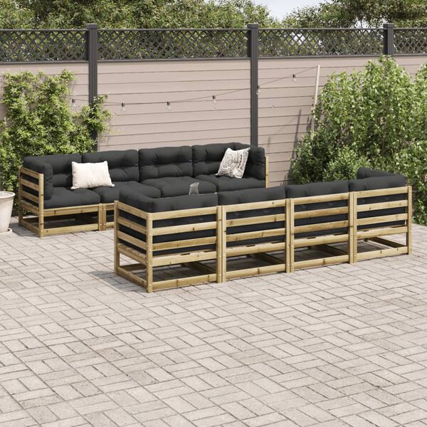 vidaXL Garden Sofa Set Natural Wood Impregnated Solid Pinewood 9 Piece