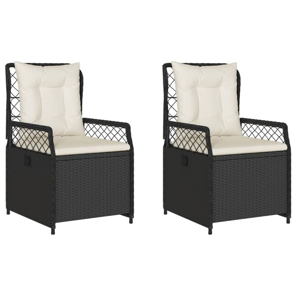 vidaXL Reclining Garden Chair Black PE Rattan, Powder-Coated Steel Medium