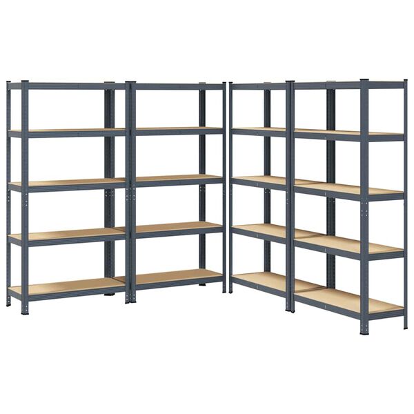 vidaXL 5-Layer Storage Shelves 4 pcs Anthracite Steel&Engineered Wood