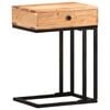 vidaXL Side Table Natural Wood Solid Acacia Wood, Powder-Coated Steel