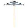 vidaXL Garden Umbrella Blue and white Polyester cover, Hardwood pole
