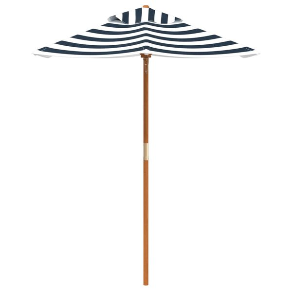 vidaXL Garden Umbrella Blue and white Polyester cover, Hardwood pole