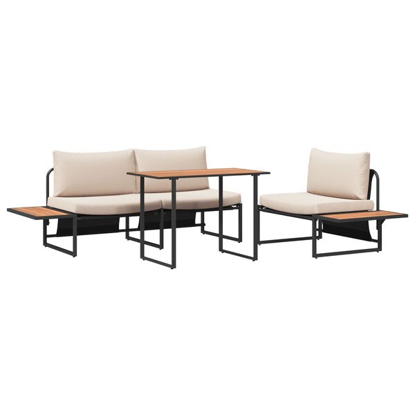 vidaXL Garden Dining Set 3 pcs Taupe Steel