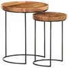 vidaXL Coffee Table Brown and black Solid Acacia wood Small and Medium