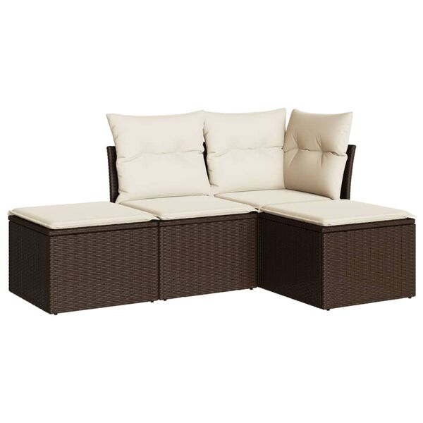 vidaXL Garden Sofa Set Brown PE rattan Medium Modular Garden Sofa Set