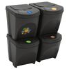 vidaXL Stackable Garbage Bin Boxes 4 pcs Grey 26.4 gal Polypropylene