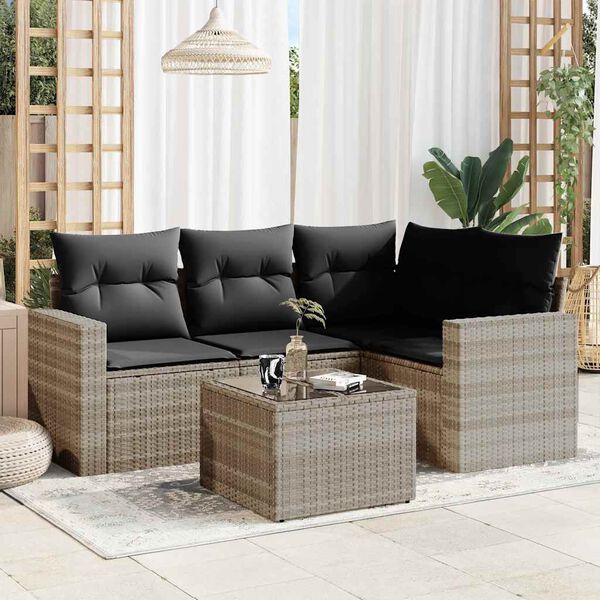 vidaXL Garden Sofa Set Light grey PE rattan Medium Modular