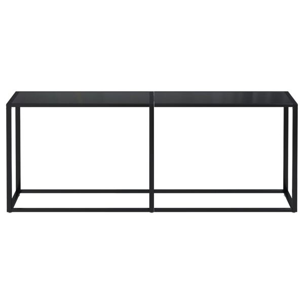 vidaXL Console Table Black Tempered Glass, Powder-Coated Steel Large