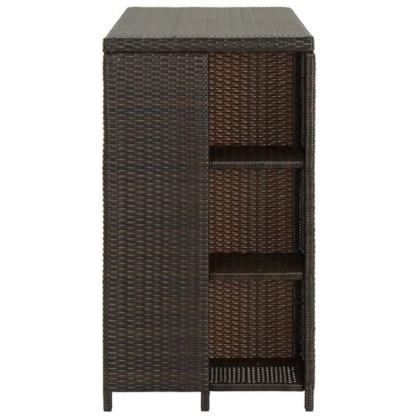 vidaXL Bar Table Brown PE rattan, steel 47.2 x 23.6 x 43.3 in Bar Table