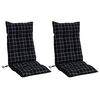 vidaXL Highback Chair Cushion Set of 2 Black Check Pattern