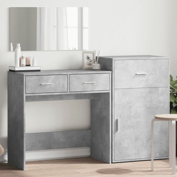 vidaXL Dressing Table Set Concrete Grey Engineered Wood Medium