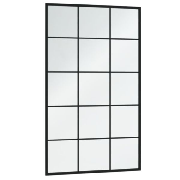 vidaXL Wall Mirror Black Metal, Glass Medium Wall mounting Wall Mirror