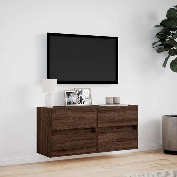 vidaXL TV Wall Cabinet Brown Oak Engineered Wood Compact
