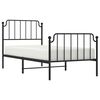 vidaXL Bed Frame Black Powder-Coated Steel Twin Bed Frame Rectangular