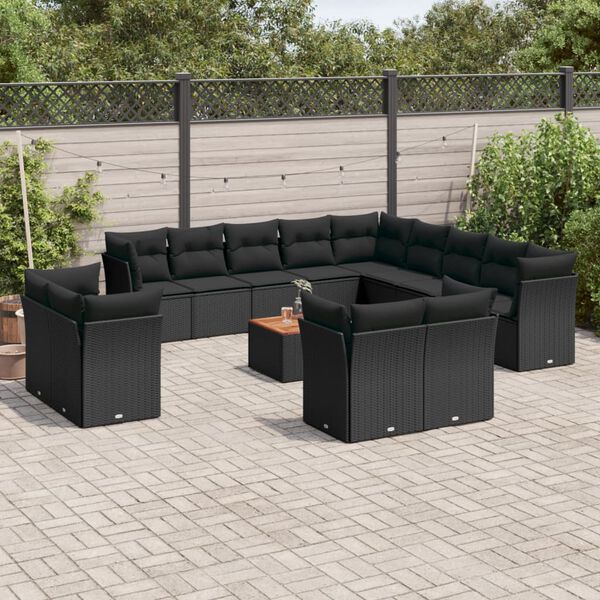 vidaXL Garden Sofa Set Black