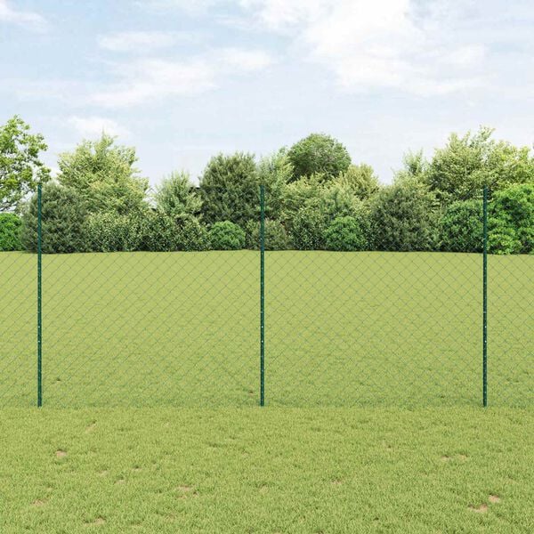 vidaXL Fence with Post Green 4.92 x 32.81 ft Steel and PVC