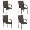 vidaXL Dining Chair Set of 4 Brown PE rattan, powder-coated steel
