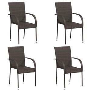 vidaXL Dining Chair Set of 4 Brown PE rattan, powder-coated steel