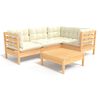 vidaXL Garden Lounge Set Cream Solid pine wood, fabric (100% polyester)