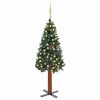 vidaXL Slim Pre-lit Christmas Tree with Ball Set Green 59.1"