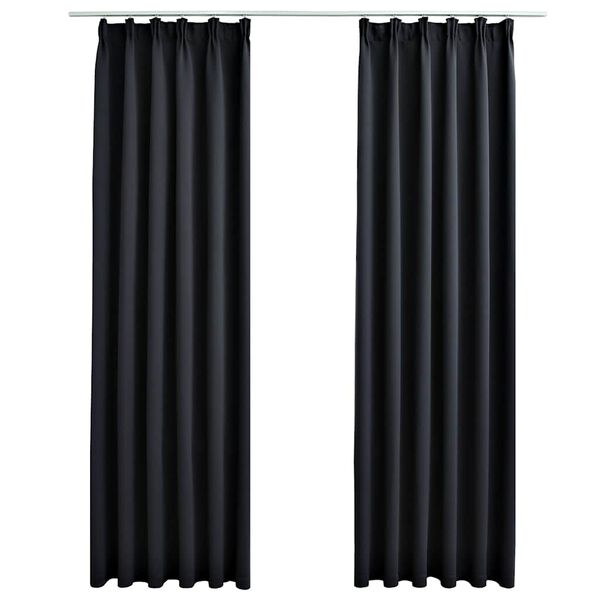 vidaXL Blackout Curtains with Hooks 2 pcs Black 55.1x68.9"