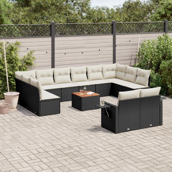 vidaXL Garden Sofa Set Black PE rattan Large Modular Garden Sofa Set