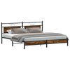 vidaXL Bed Frame Smoked Oak Steel 79 x 79 in Bed Frame Rectangular
