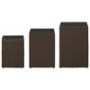 vidaXL Side Table Set of 3 Brown Poly rattan, glass, metal
