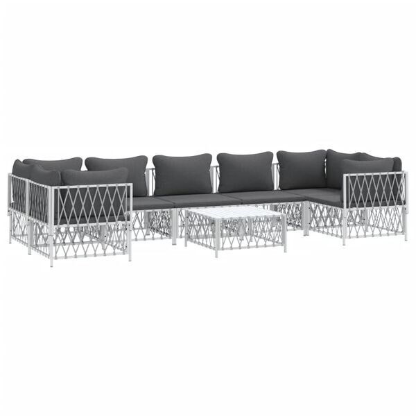 vidaXL Garden Lounge Set White and Dark Grey