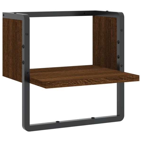vidaXL Wall Shelf Brown oak Engineered wood, metal Compact Wall mounting