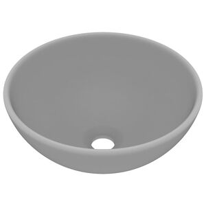 vidaXL Luxury Bathroom Basin Round Matt Light Grey 12.8x5.5" Ceramic