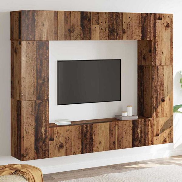 vidaXL TV Cabinet Set 8 pcs Old wood 80 x 30 x 30 cm Engineered wood