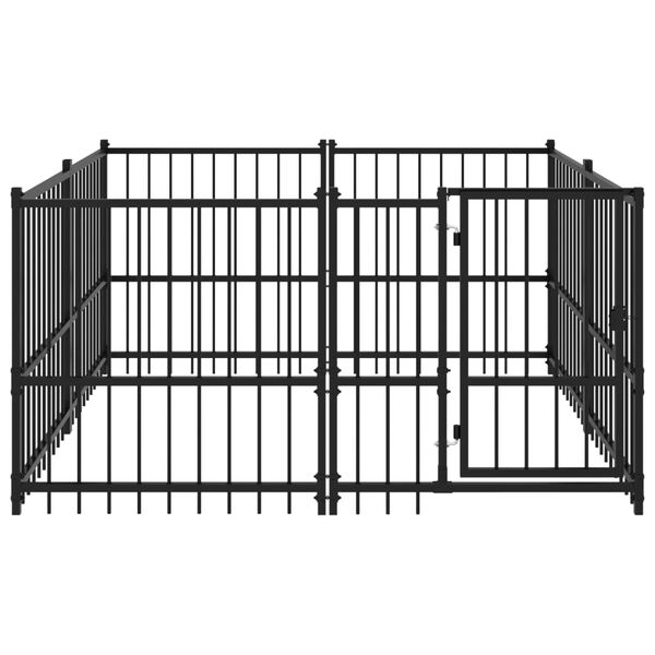 vidaXL Dog Kennel Black Powder-coated steel Large Dog Kennel