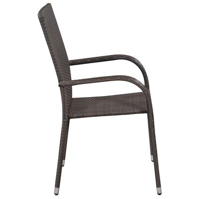 vidaXL Stackable Patio Chairs 2 pcs Poly Rattan Brown