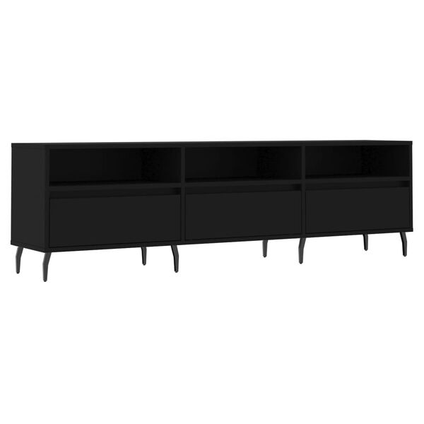 vidaXL TV Cabinet Black Engineered wood, Iron 59.1 x 11.8 x 17.5 in