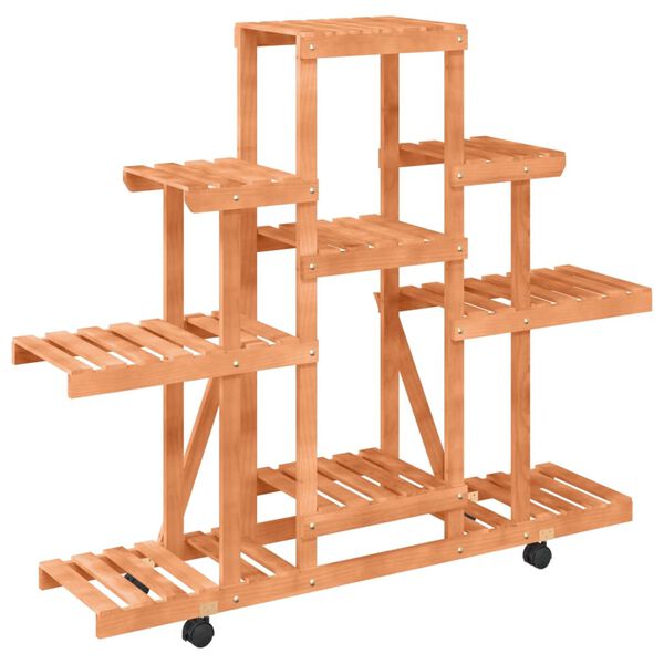 vidaXL Flower Stand With Wheels Natural wood Solid Fir Wood