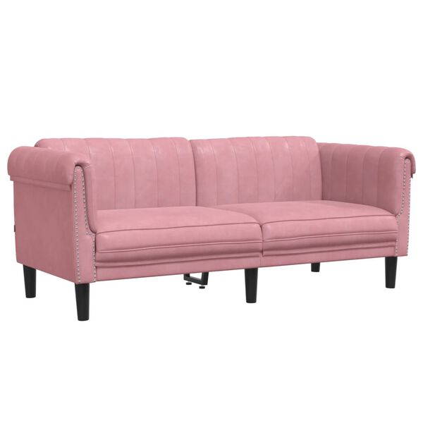 vidaXL Sofa Pink Velvet, Plywood, Solid Wood 2-Seater Stylish Design