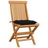 vidaXL Patio Chair Set of 8 Natural teak wood with black cushions
