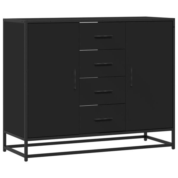 vidaXL Sideboard Black Engineered wood and metal Sideboard Rectangular
