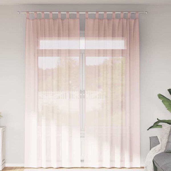vidaXL Voile Curtains with Loops 2 pcs Light Pink 55.1x102.4"