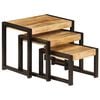 vidaXL Side Table Set of 3 Brown and Black