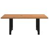 vidaXL Dining Table Light Brown, Black Solid Oak Wood, Powder-Coated Steel