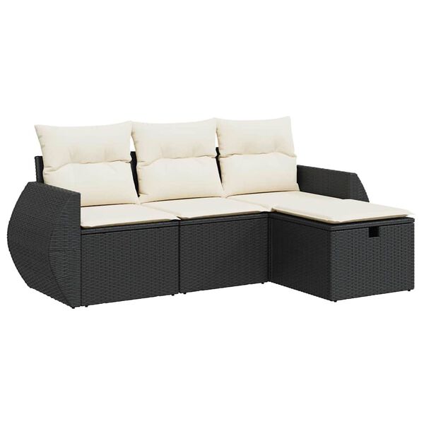 vidaXL Garden Sofa Set Black PE rattan Medium to Large Modular