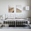 vidaXL Bed Frame White Powder-Coated Steel Full Bed Frame Rectangular